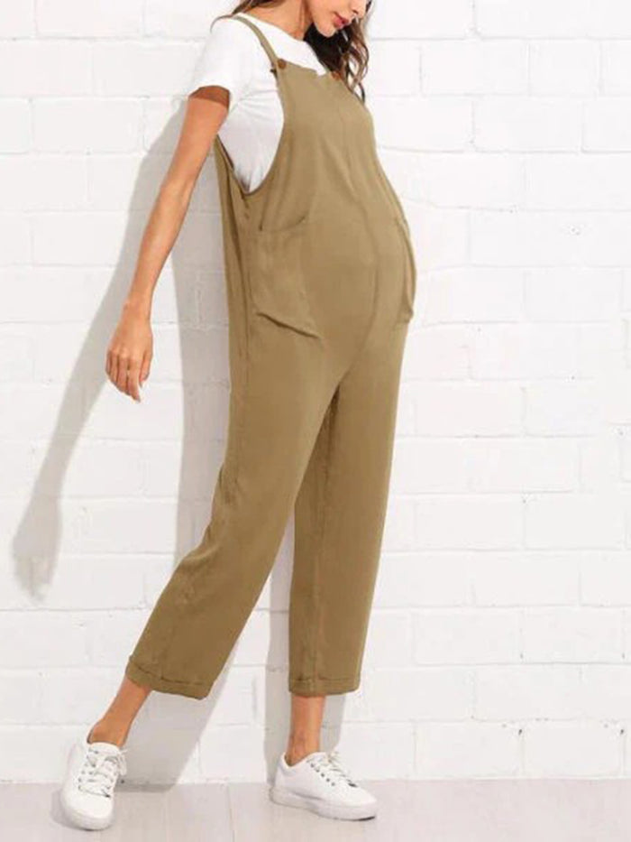 Casual Loose Sleeveless Round Neck Pregnant Women's Jumpsuit