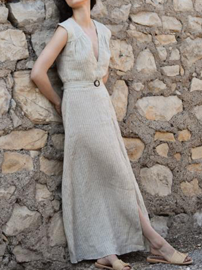 Casual Loose Sleeveless Striped Dress
