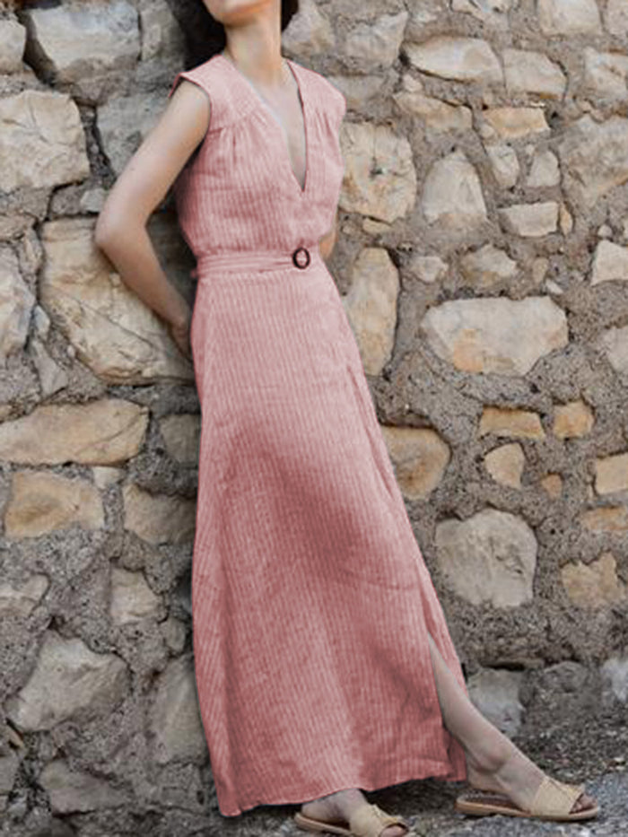 Casual Loose Sleeveless Striped Dress
