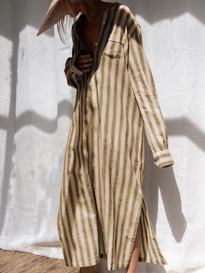 Casual Loose Striped Long Sleeve Dress