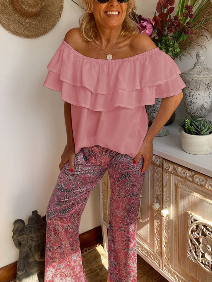 Casual Loose Top Floral Trousers Suit