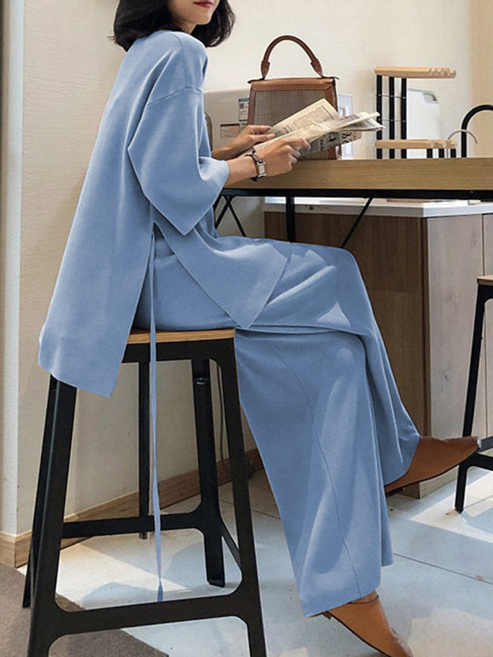 Casual Loose Top Pants Knitted Suit