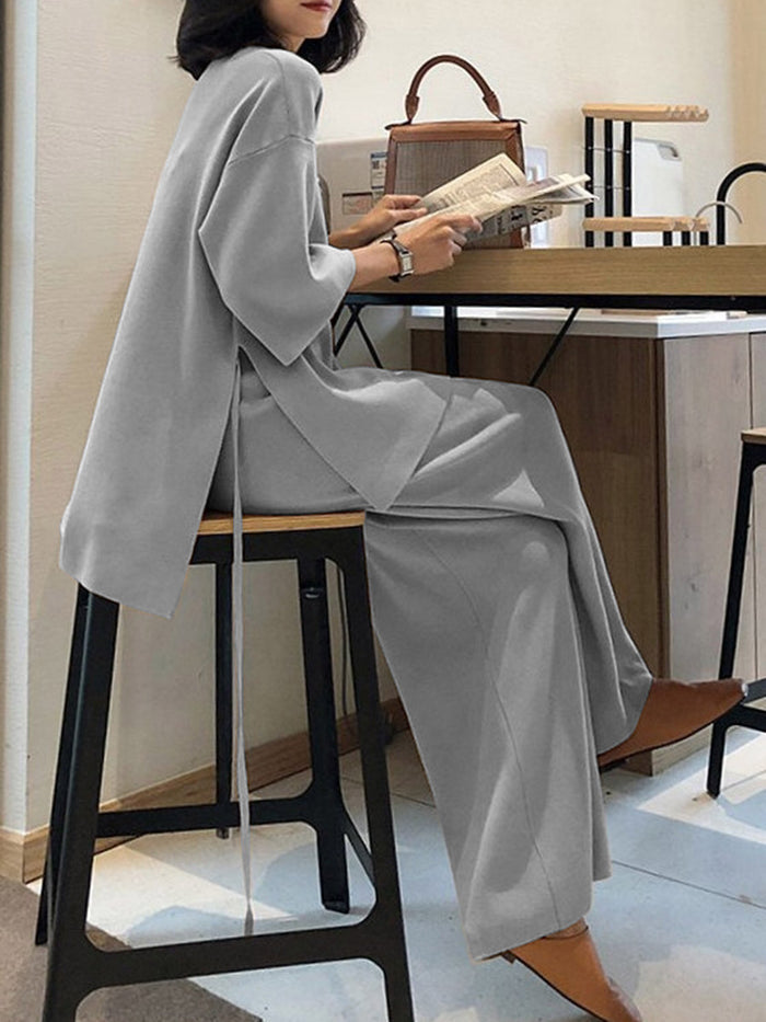 Casual Loose Top Pants Knitted Suit