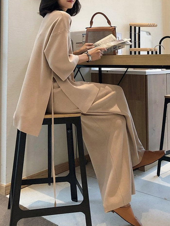 Casual Loose Top Pants Knitted Suit