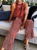 Casual Loose Top Striped Pants Set
