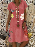 Casual Loose V-Neck Floral Dress