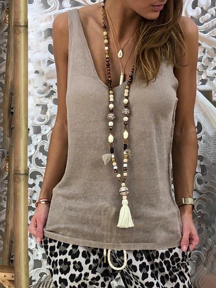 Casual Loose V-Neck Top Leopard-Print Pants Coat Three-Piece Suit