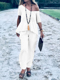 Casual Loose V Neck Top Pants Set