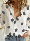 Casual Printed Polka Dots Shirts Long Sleeve Tops