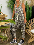 Casual Retro Loose Leopard Jumpsuit