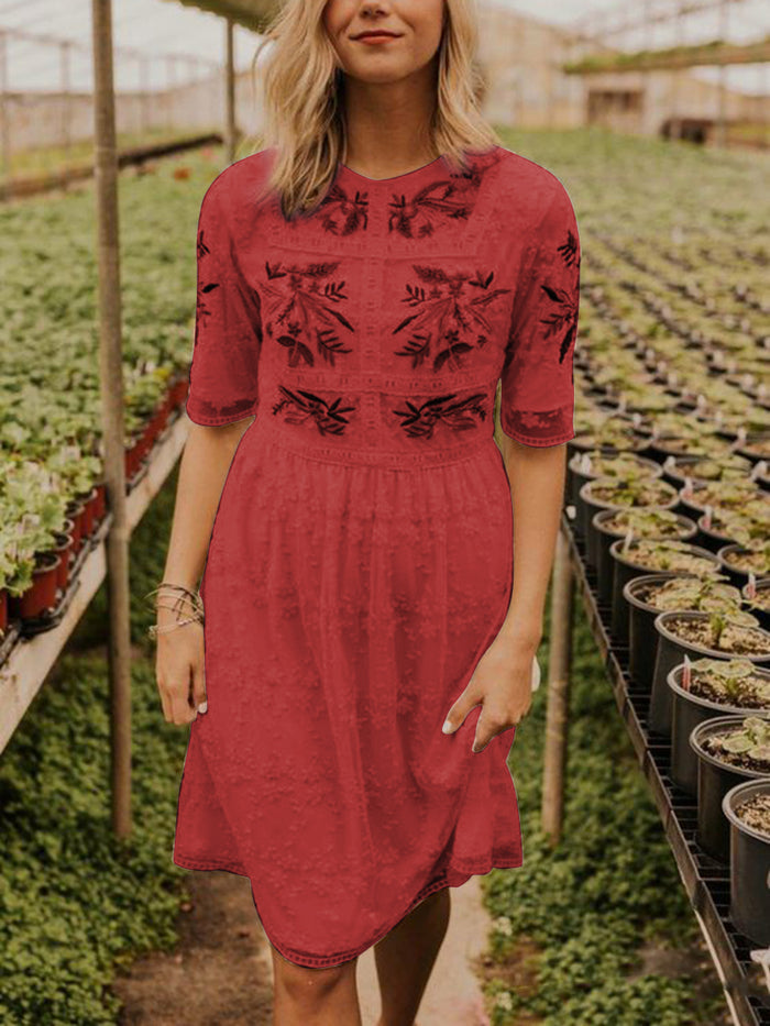 Casual Round Neck Printed Dress