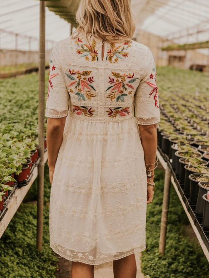 Casual Round Neck Printed Dress