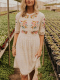 Casual Round Neck Printed Dress
