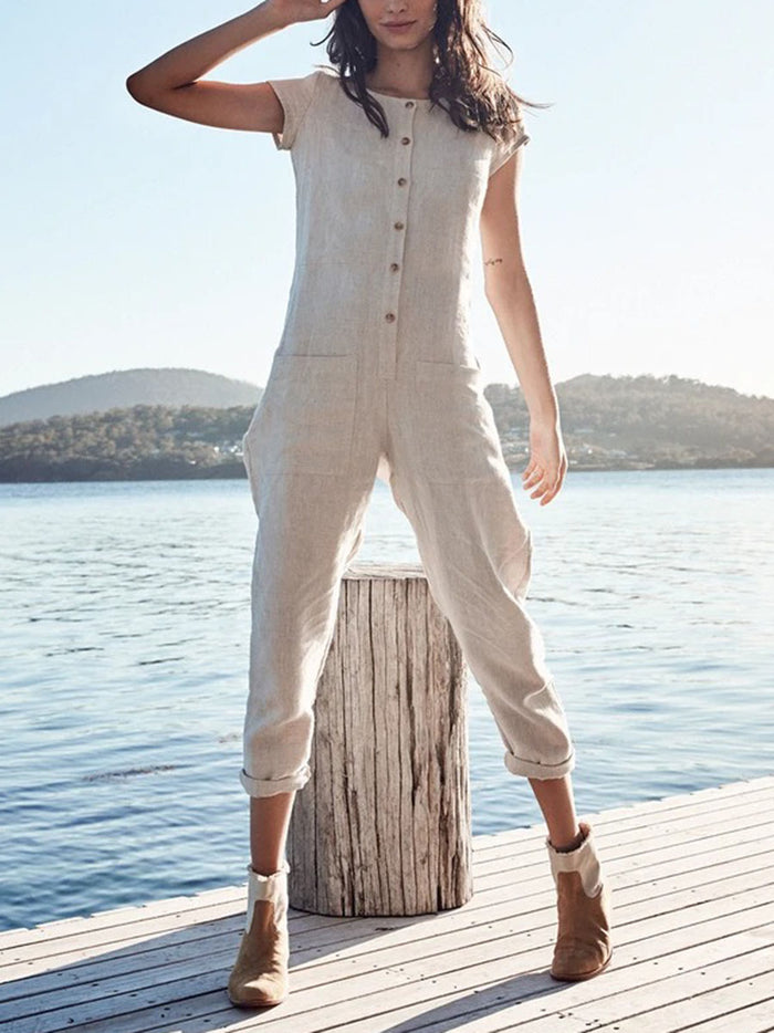 Casual Short Sleeve Jumpsuit