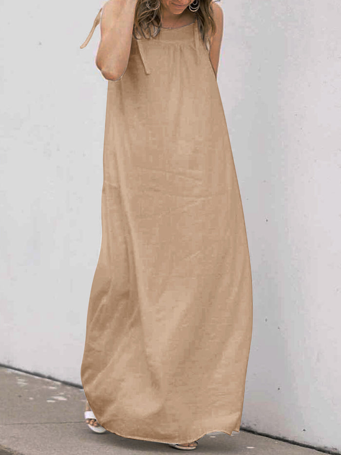 Casual Sleeveless Round Neck Solid Color Dress