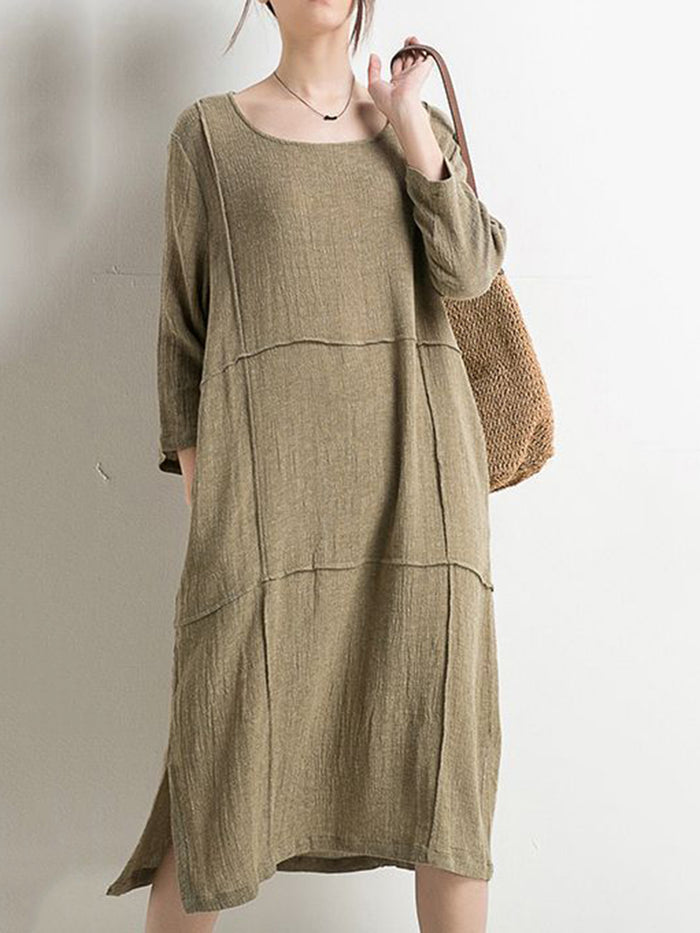 Casual Solid Color Fashion Line Split Dress