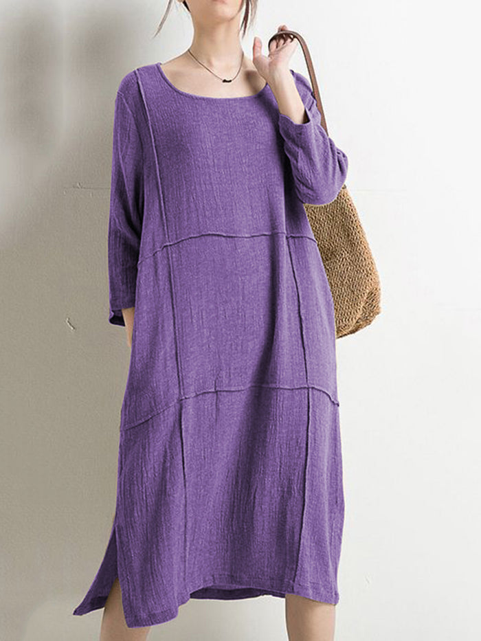 Casual Solid Color Fashion Line Split Dress