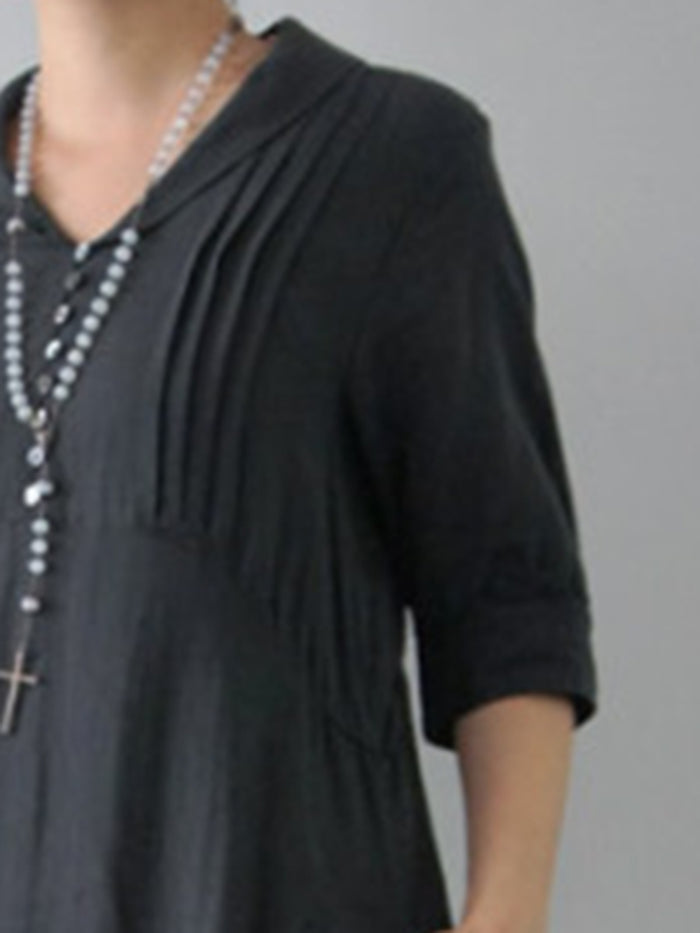 Casual Solid Color Fashion V-neck Dress