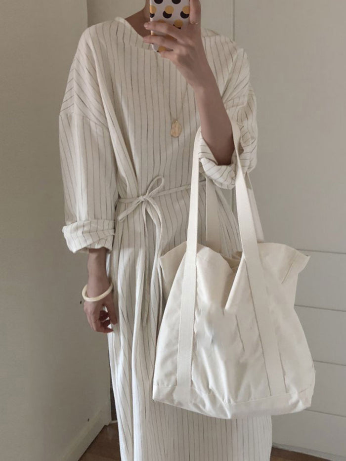 Casual Solid Color Round Neck Loose Dress