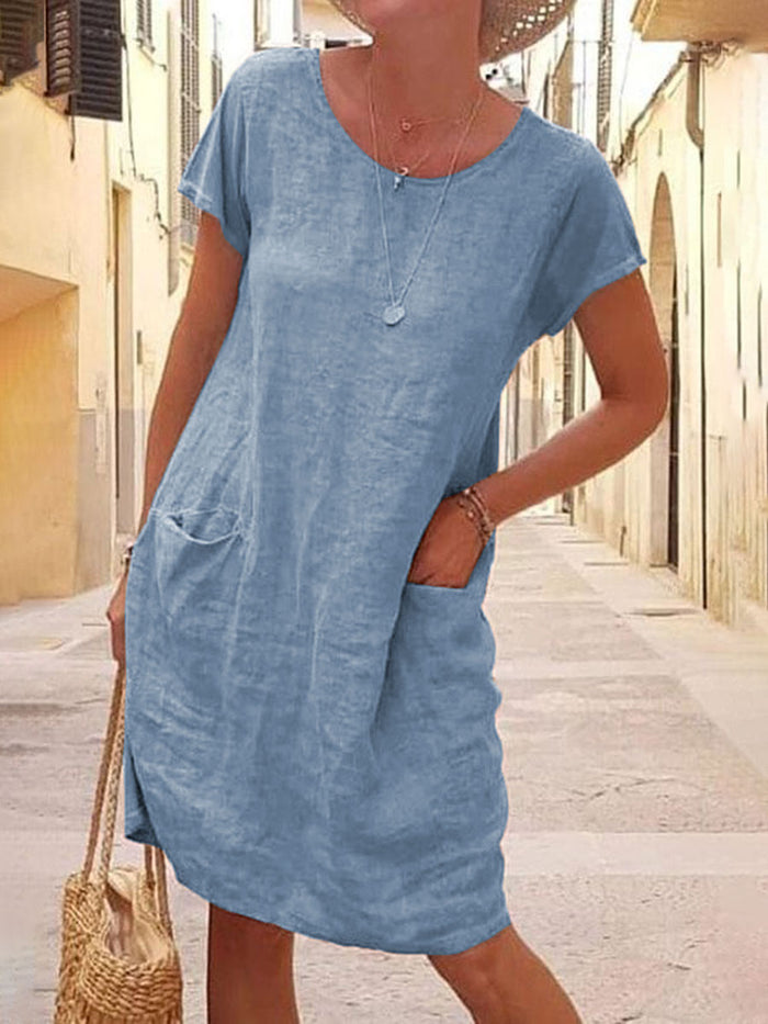 Casual Solid Color Short Sleeve Dress