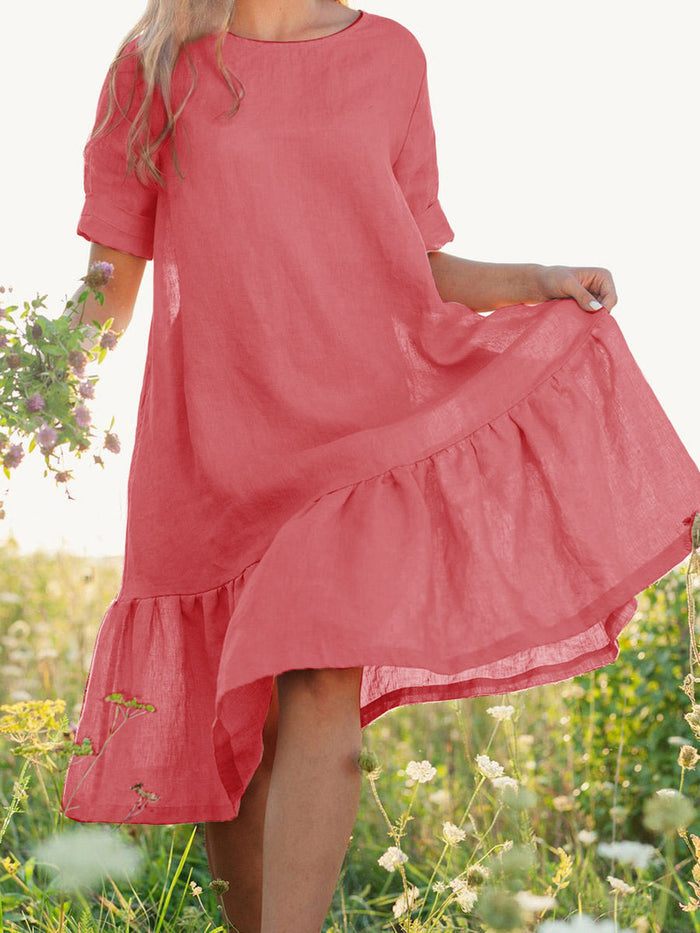 Casual Solid Color Short Sleeve Dress