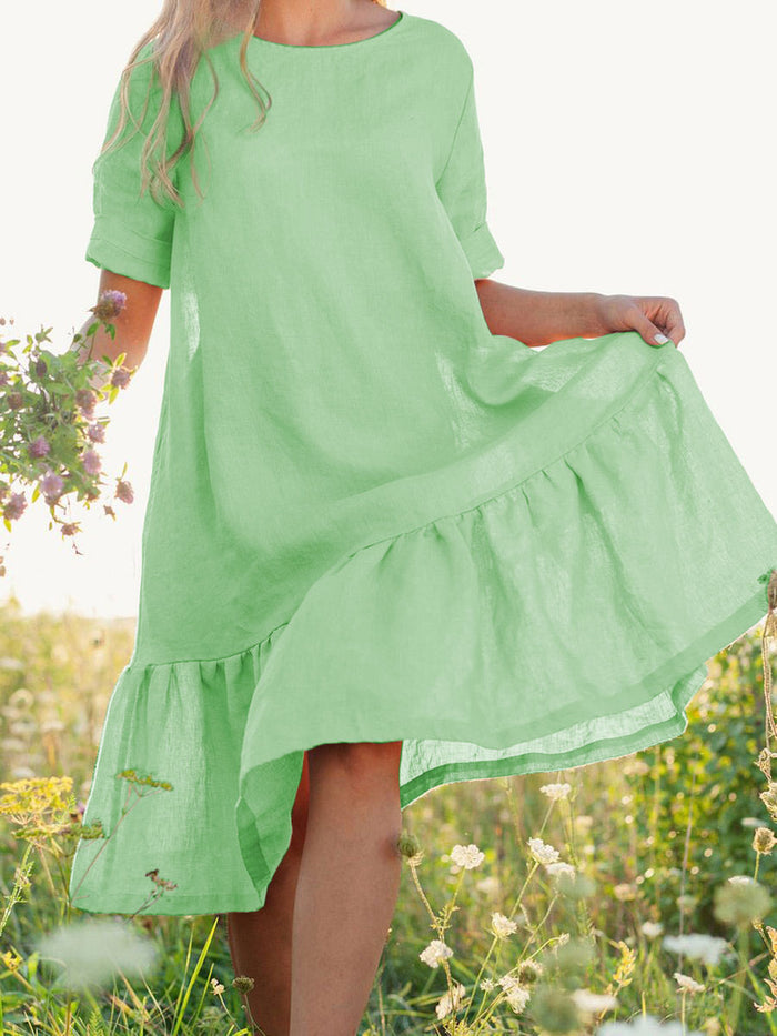 Casual Solid Color Short Sleeve Dress
