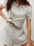 Casual Solid Color Short Sleeve Suit