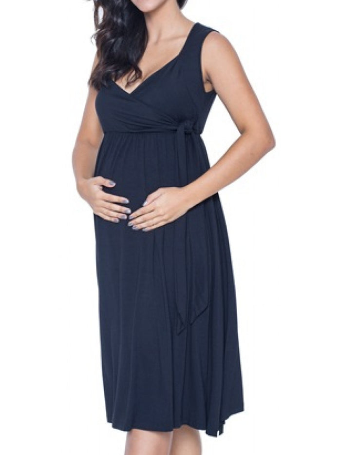 Casual Solid Color V-neck Sleeveless Pregnant Women Dress