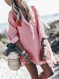 Casual Striped Button Long Sleeves Mini Dress