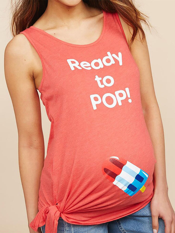 Casual V-neck Printed Maternity Vest Top