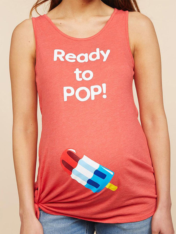 Casual V-neck Printed Maternity Vest Top