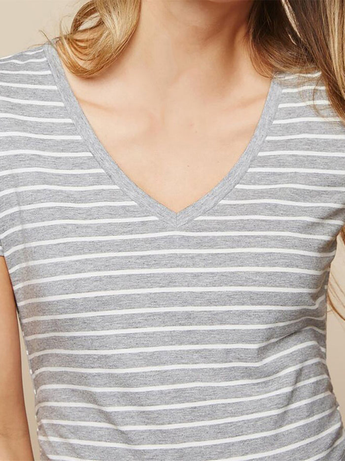 Casual V-neck Stripe Printed Maternity Top