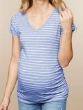 Casual V-neck Stripe Printed Maternity Top