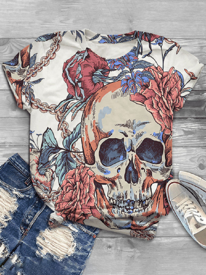 Casual Wild Impression Grunt Print Short Sleeve T-shirt