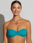 Roidal Ceylan Ruched Bandeau Bikini Top - Turquoise - Simply Beach UK