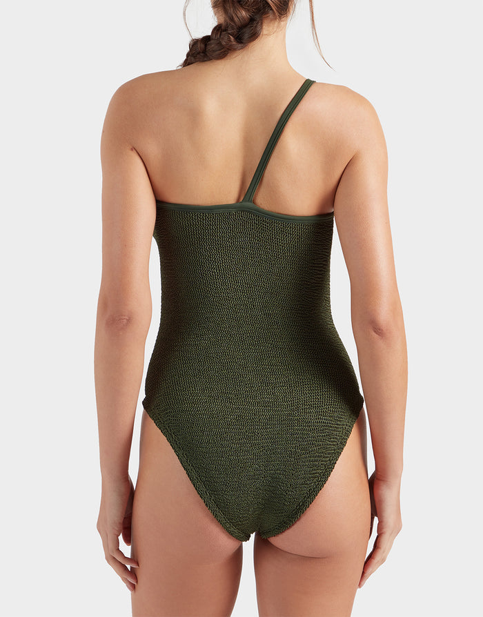 Clara Swimsuit With Gold Hoop - Metallic Khaki