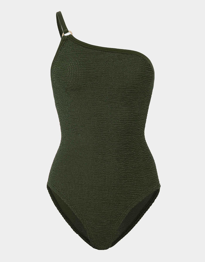 Clara Swimsuit With Gold Hoop - Metallic Khaki