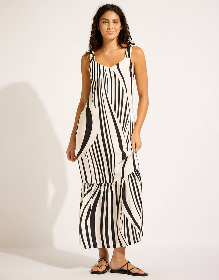 Seafolly Coastline Tie Back Maxi Dress - Black - Simply Beach UK