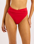 Collective High Waist Wrap Front Bikini Pant - Cosmo Red