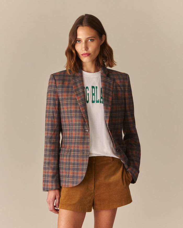 Kate Ivy Plaid Classic Fit Blazer Multi-Color Multi-Color / XL