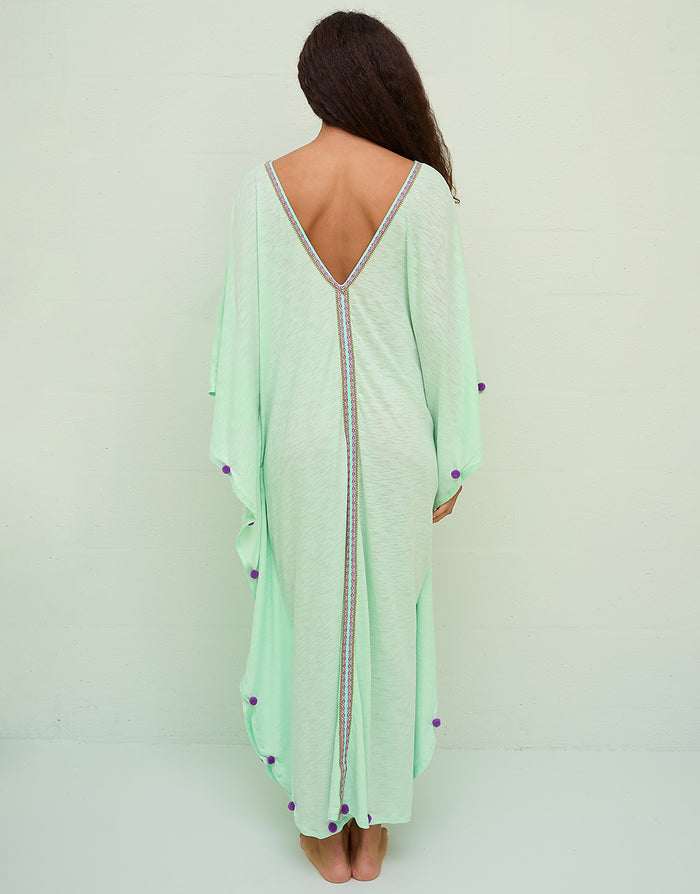 Pitusa Colourblock Pom Pom Sevillana Dress - Aqua - Simply Beach UK