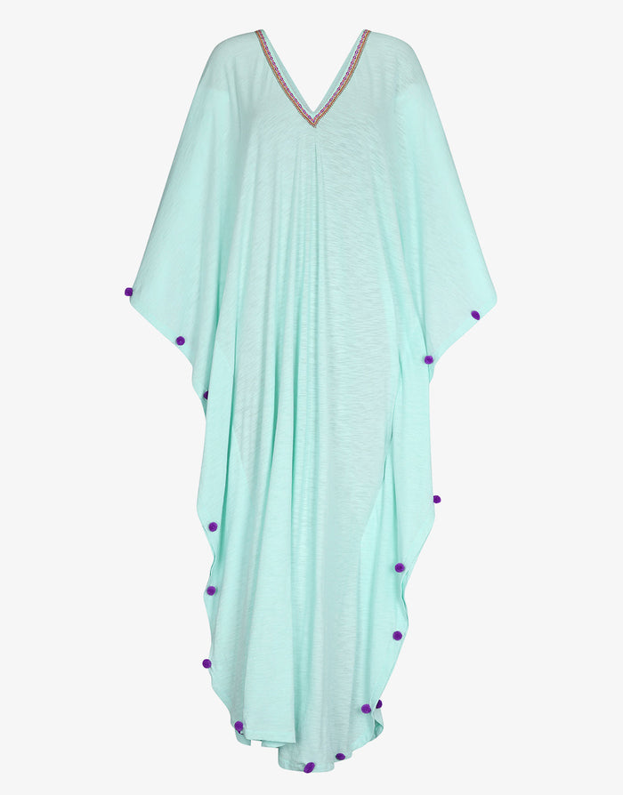 Pitusa Colourblock Pom Pom Sevillana Dress - Aqua - Simply Beach UK