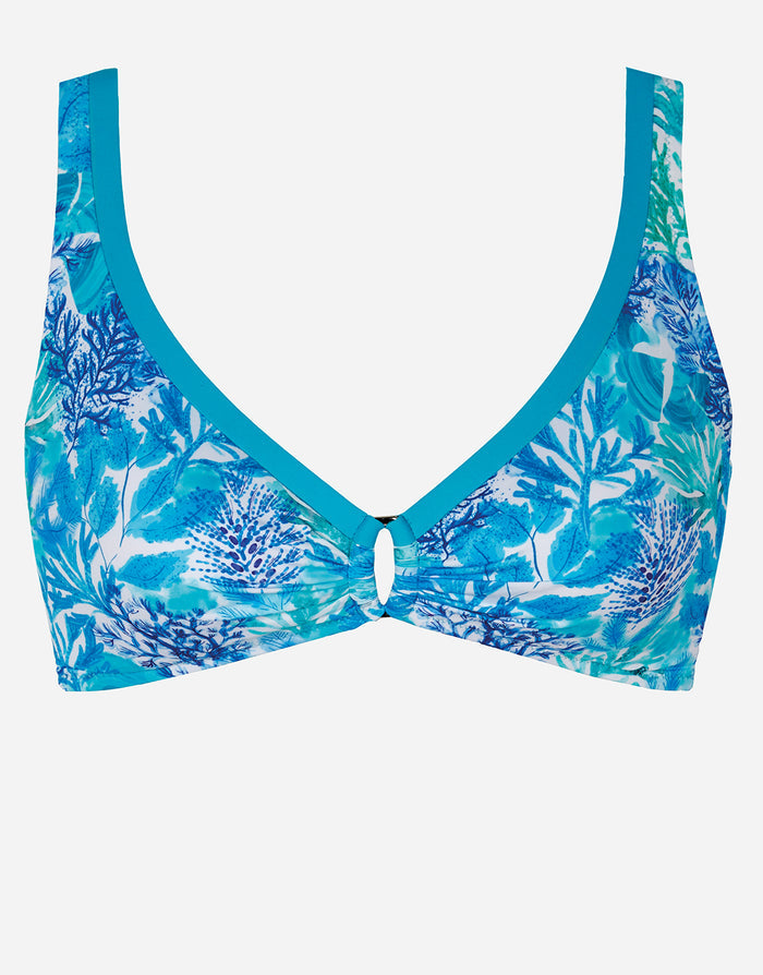 Coral Ring Front Bikini Top - Turquoise - Simply Beach UK