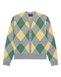 Cotton Argyle Cardigan Grey Argyle
