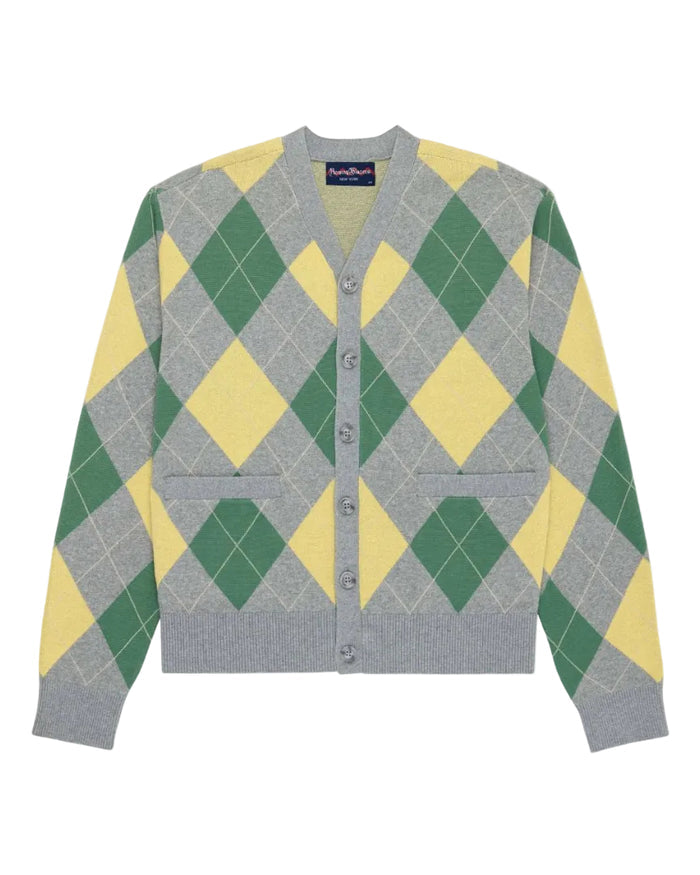 Cotton Argyle Cardigan Grey Argyle