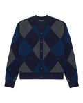 Cotton Argyle Cardigan Navy Argyle