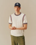 Cotton Blend Varsity Sweater Tee White