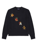 Cotton Cable Autumn Bears Sweater Navy