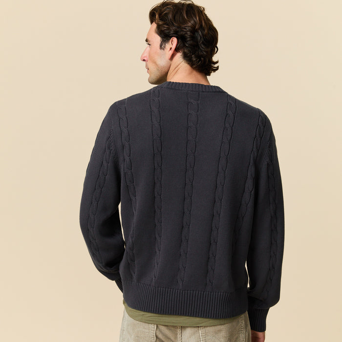 Cotton Cable Autumn Bears Sweater Navy