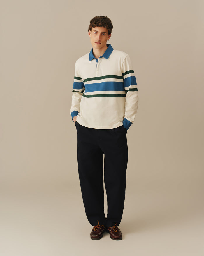 Cotton Center Stripe Rugby White